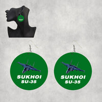 Thumbnail for The Sukhoi SU-35 Designed Wooden Drop Earrings