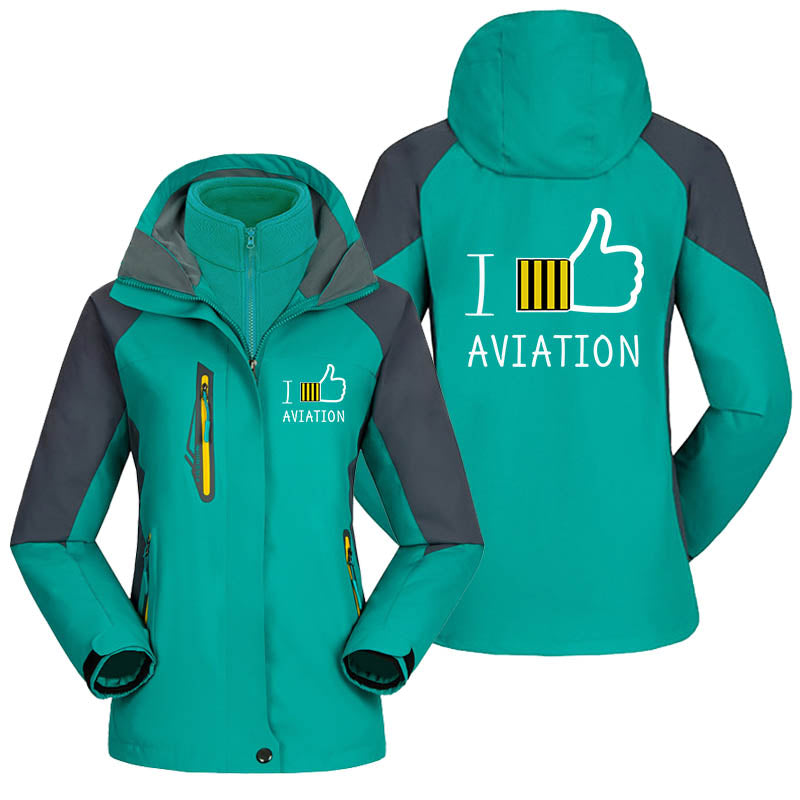 I Like Aviation Designed Thick "WOMEN" Skiing Jackets