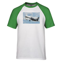 Thumbnail for Departing Airbus A350 (Original Livery) Designed Raglan T-Shirts