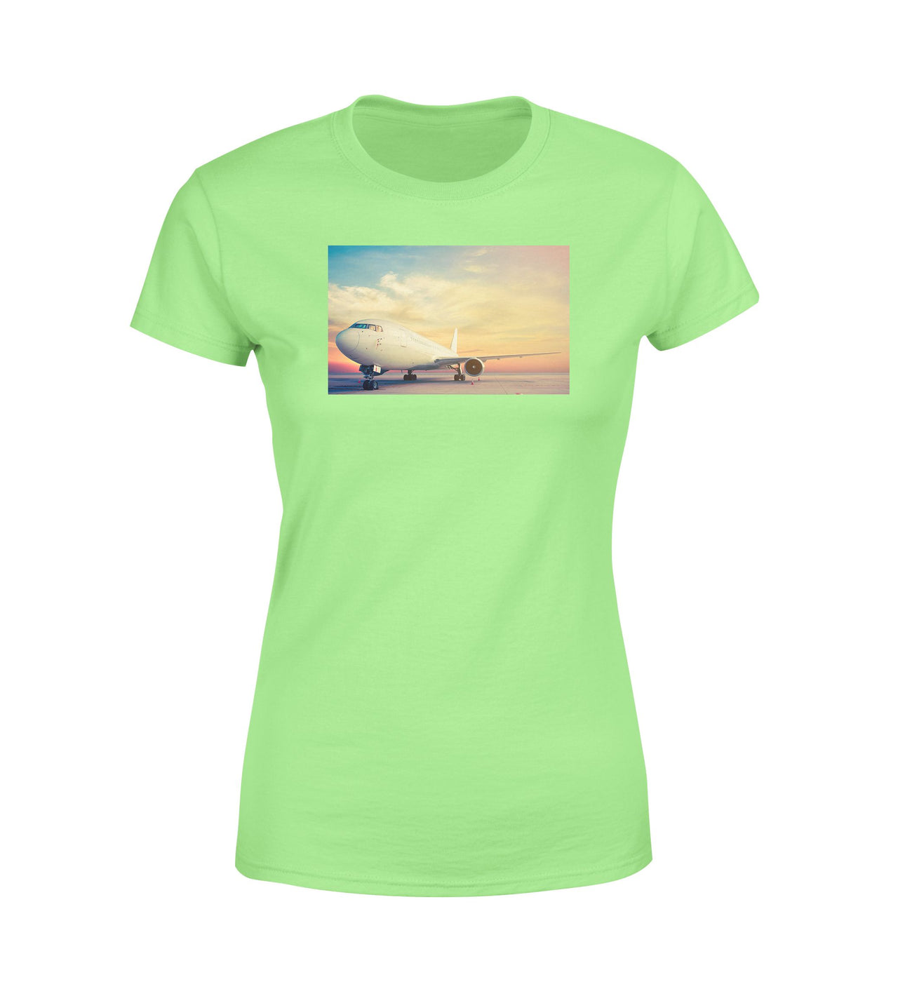 Parked Aircraft During Sunset Designed Women T-Shirts