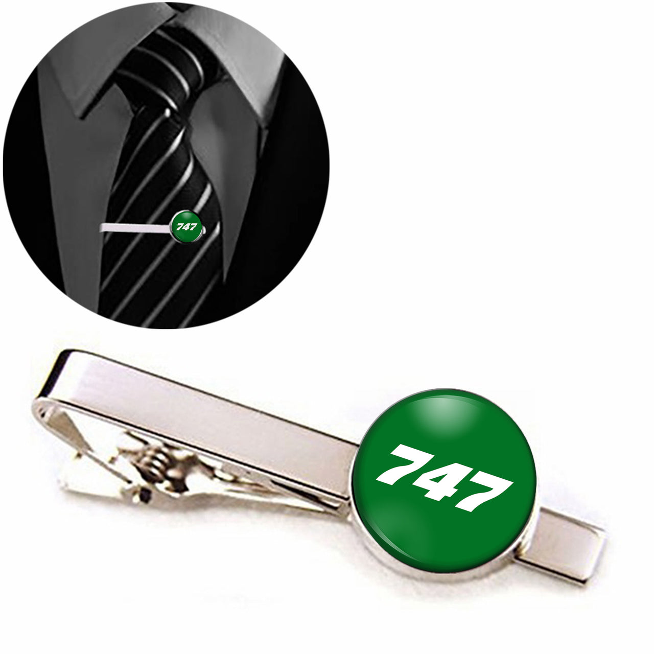 747 Flat Text Designed Tie Clips
