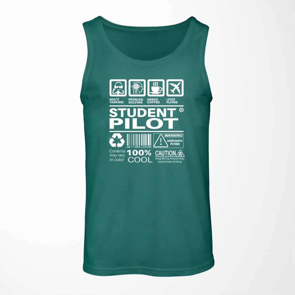 Student Pilot Label Designed Tank Tops