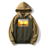 Thumbnail for Face to Face with Air Force Jet & Flames Designed Colourful Hoodies