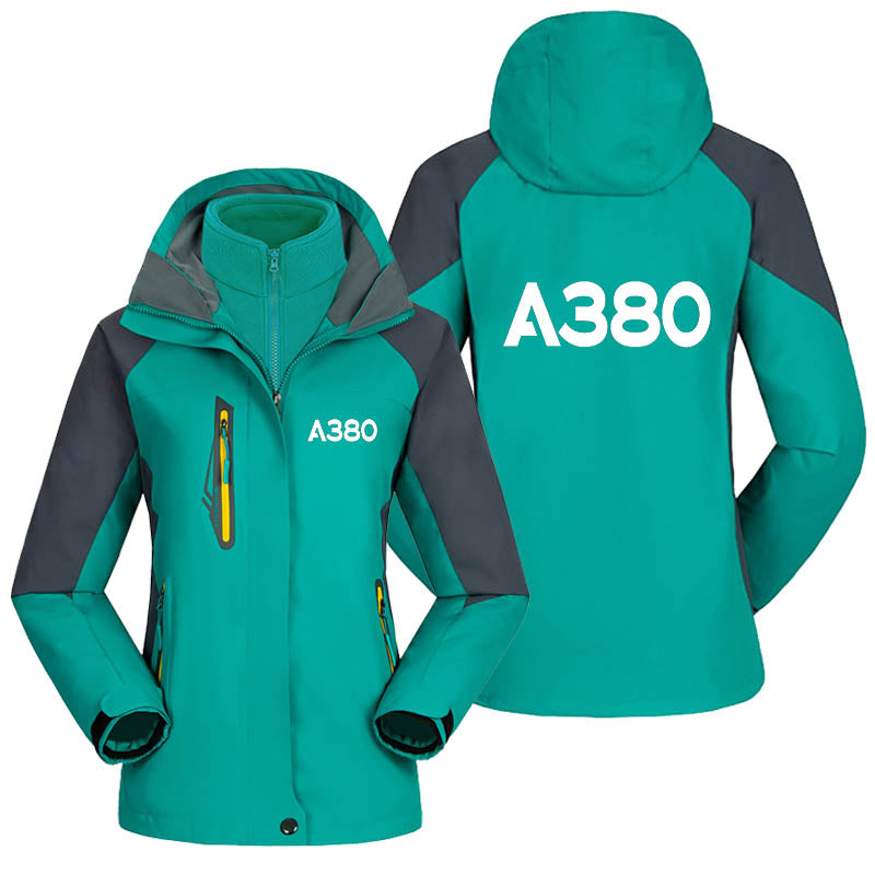 A380 Flat Text Designed Thick "WOMEN" Skiing Jackets