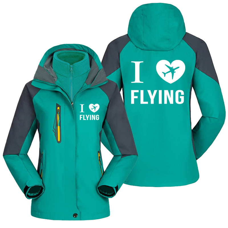 I Love Flying Designed Thick "WOMEN" Skiing Jackets