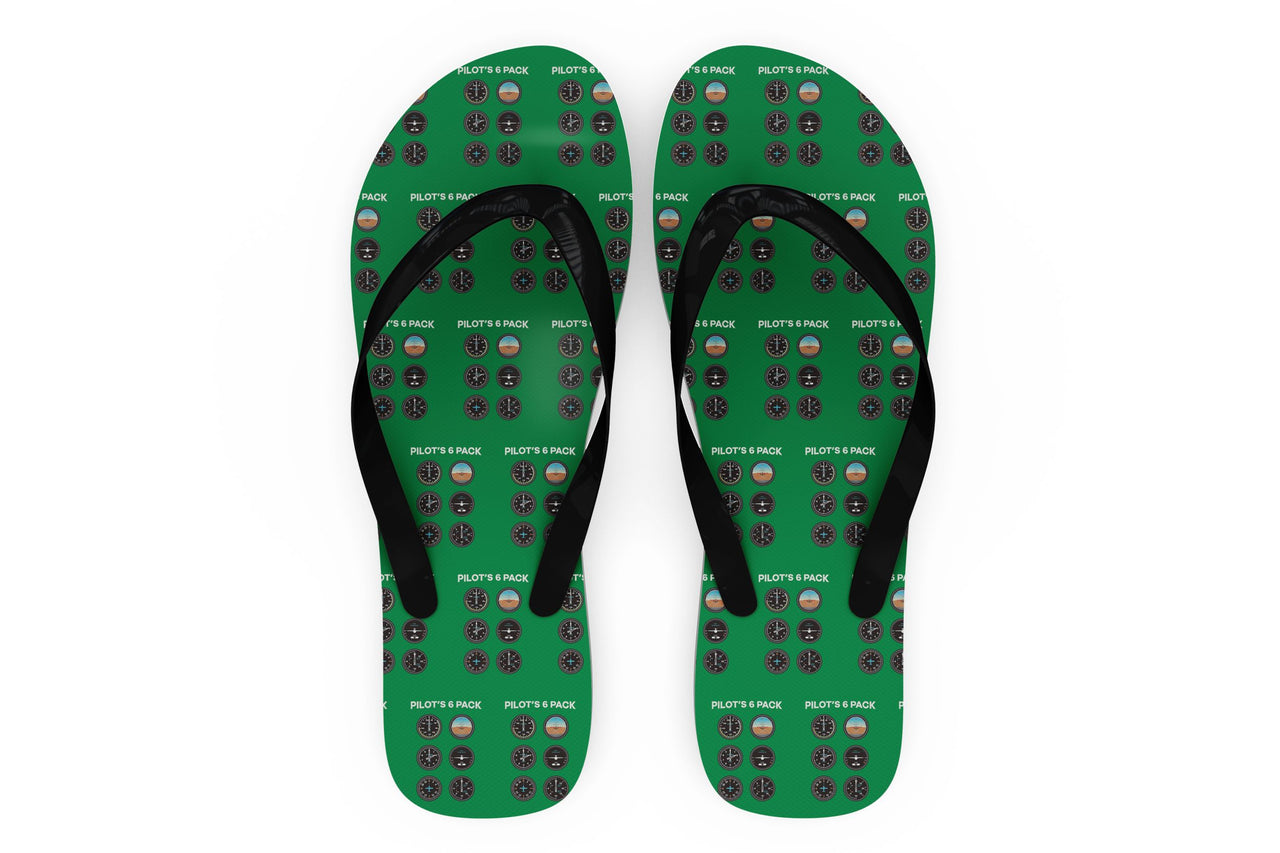 Pilot's 6 Pack Designed Slippers (Flip Flops)