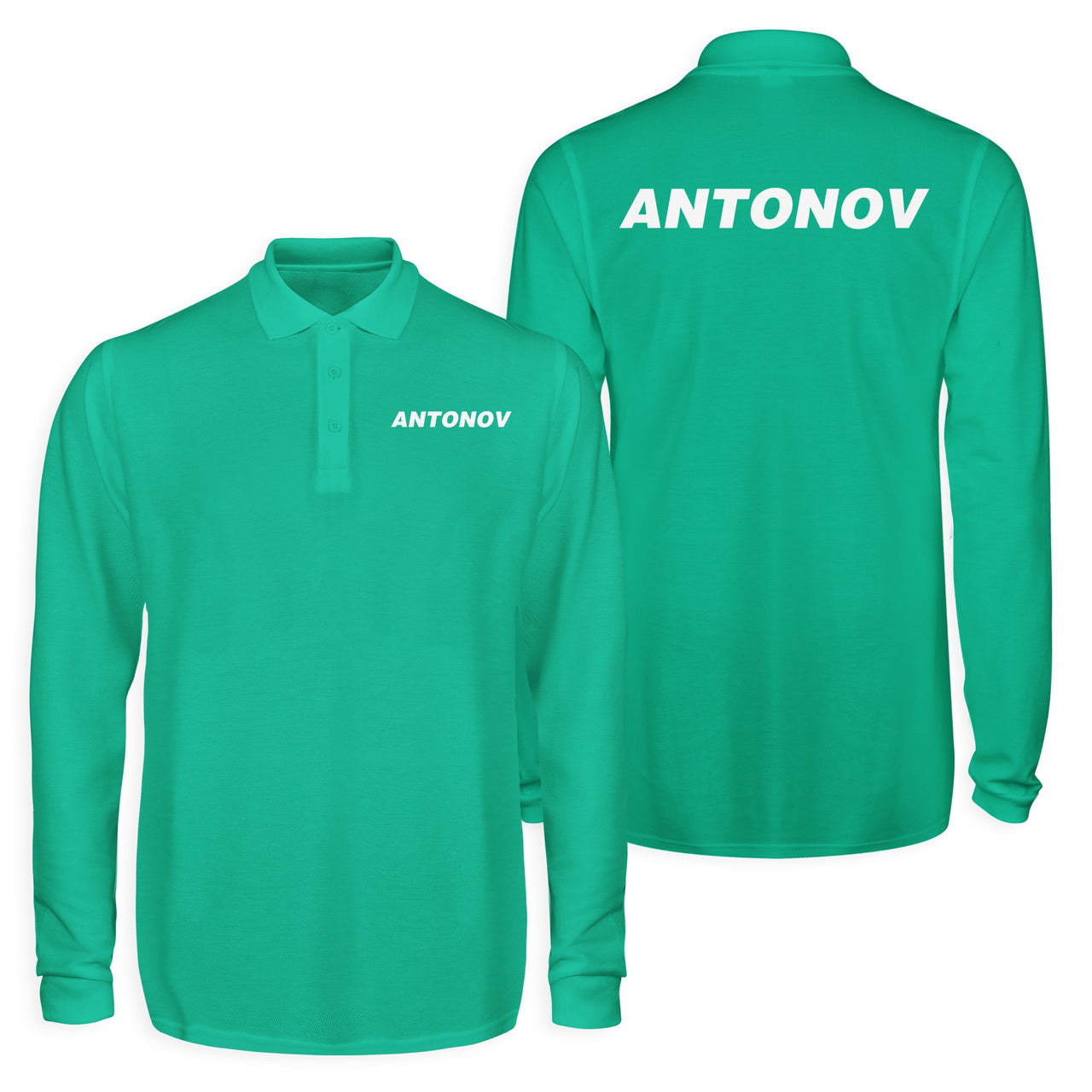 Antonov & Text Designed Long Sleeve Polo T-Shirts (Double-Side)