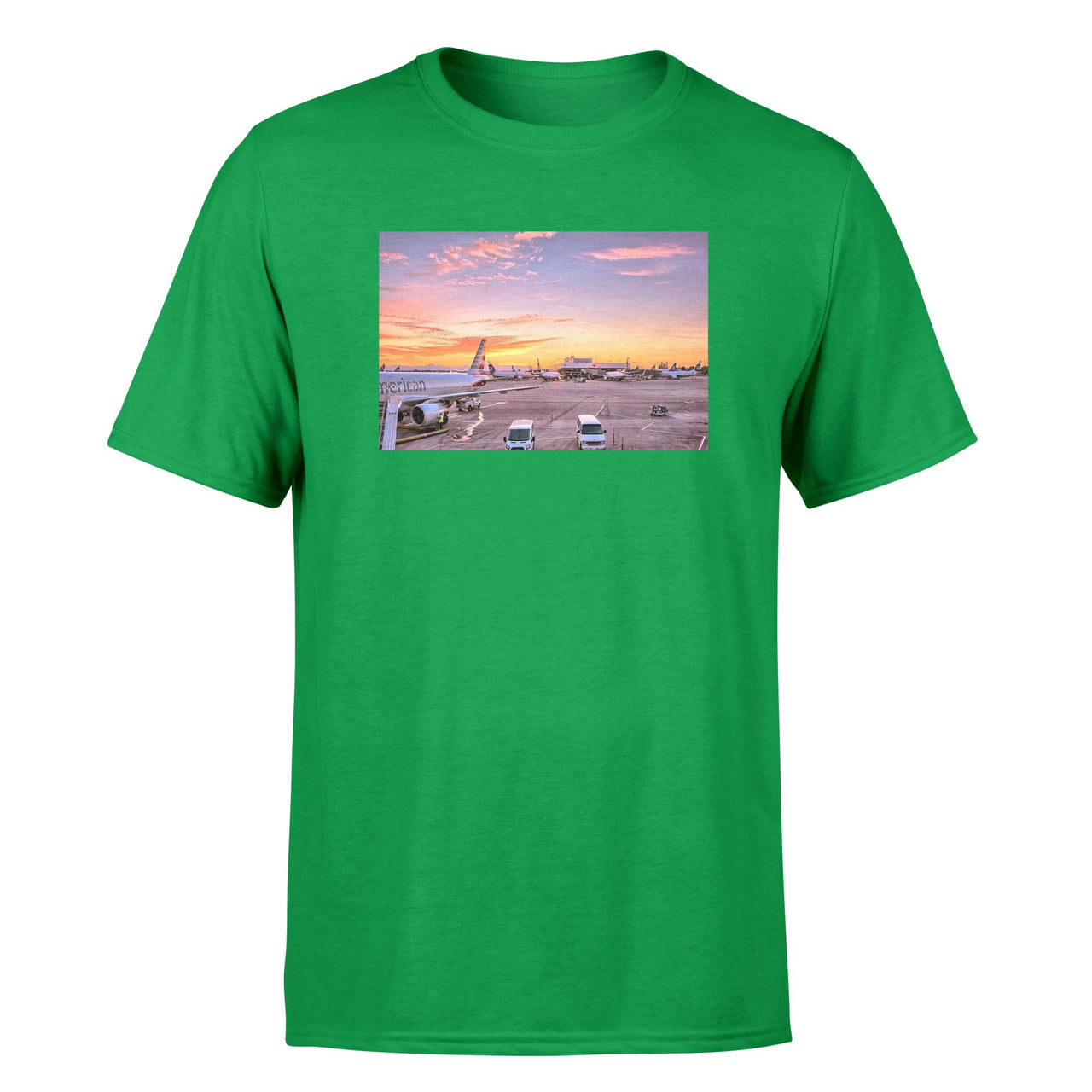 Airport Photo During Sunset Designed T-Shirts