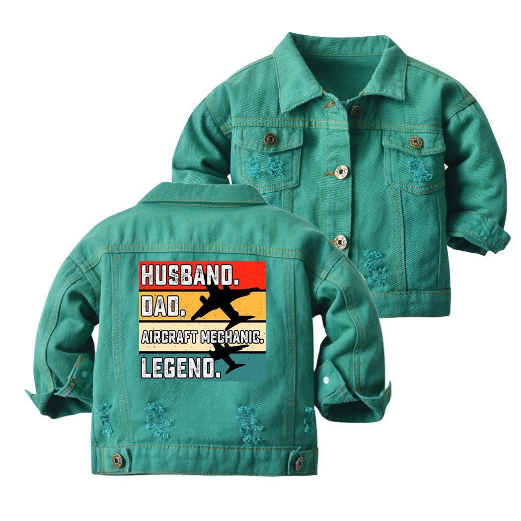Husband & Dad & Aircraft Mechanic & Legend Designed Children Denim Jackets