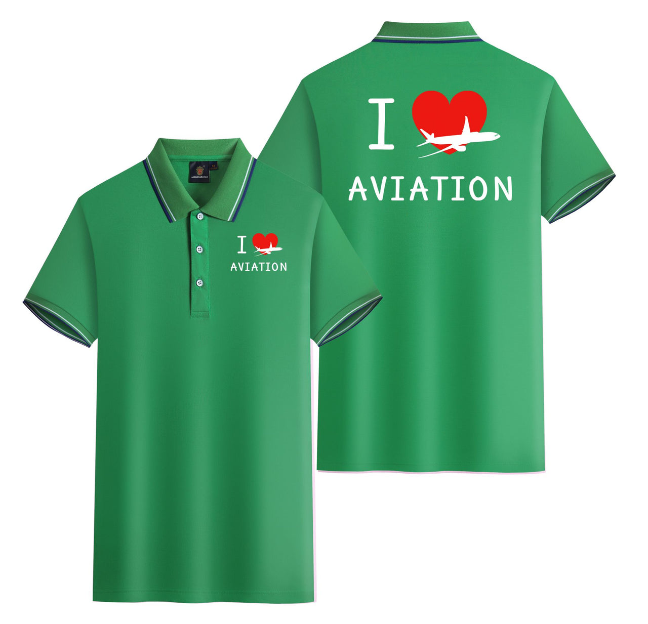 I Love Aviation Designed Stylish Polo T-Shirts (Double-Side)