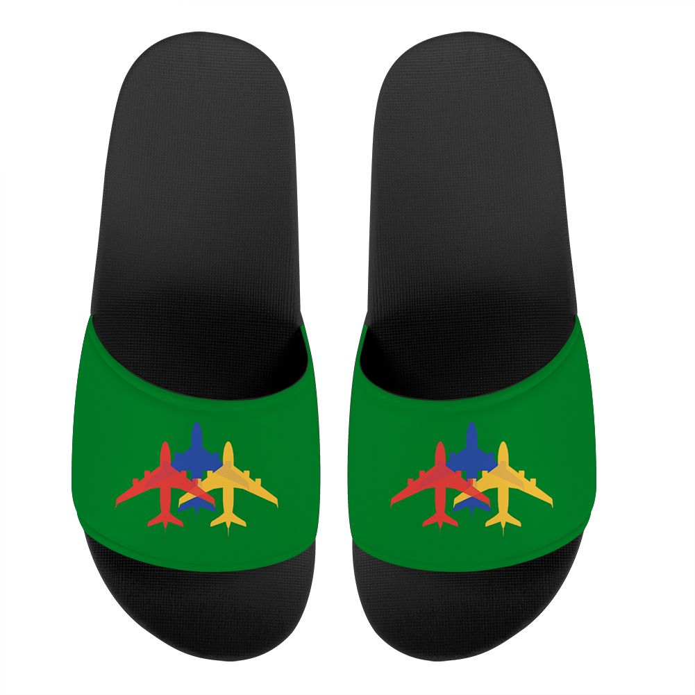 Colourful 3 Airplanes Designed Sport Slippers