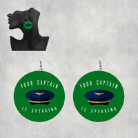 Thumbnail for Your Captain Is Speaking Designed Wooden Drop Earrings