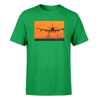 Thumbnail for Close up to Boeing 747 Landing at Sunset Designed T-Shirts