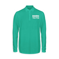 Thumbnail for Born To Fix Airplanes Designed Long Sleeve Polo T-Shirts
