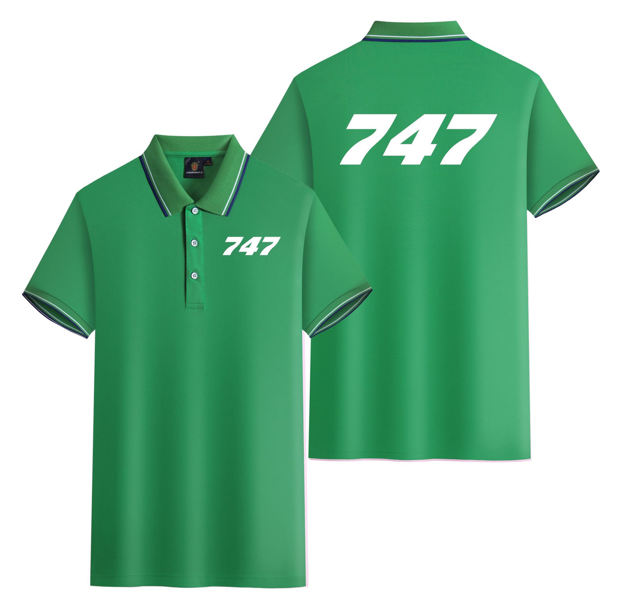 747 Flat Text Designed Stylish Polo T-Shirts (Double-Side)