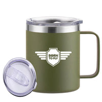 Thumbnail for Born To Fly & Badge Designed Stainless Steel Laser Engraved Mugs