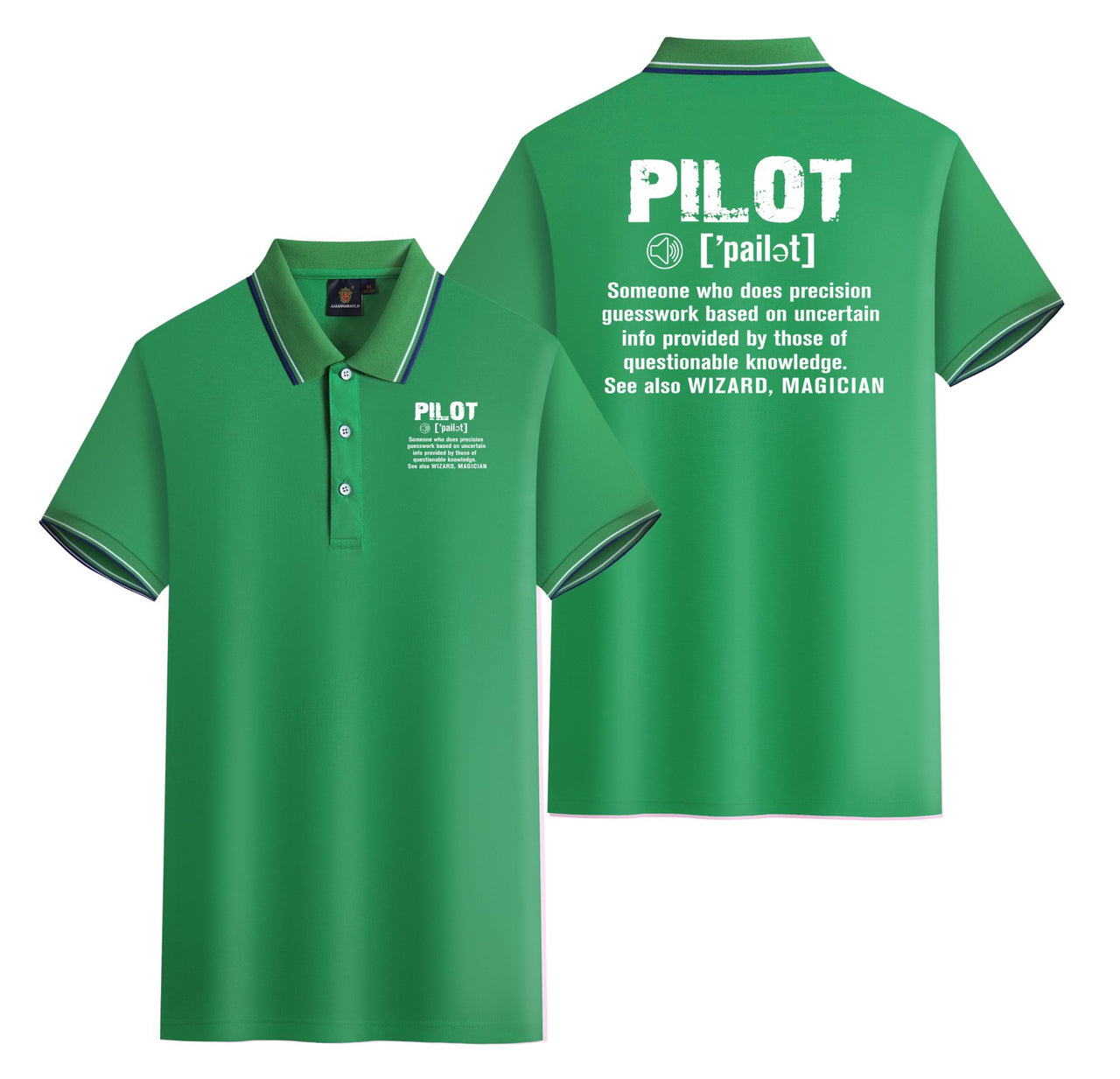 Pilot [Noun] Designed Stylish Polo T-Shirts (Double-Side)