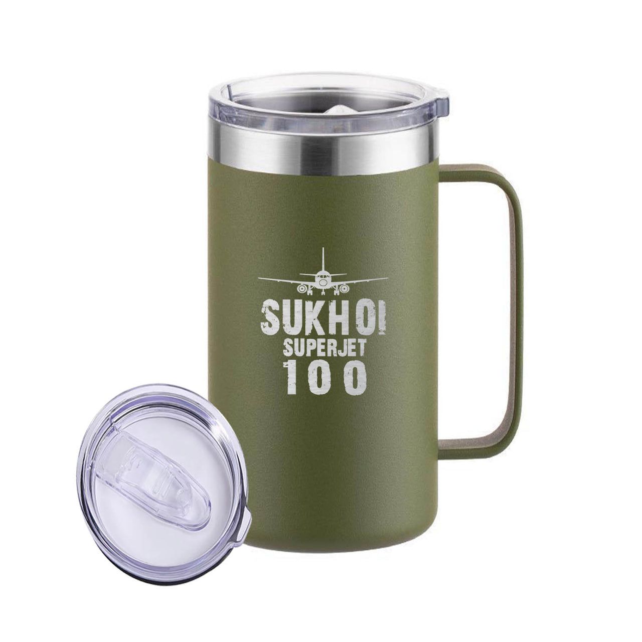 Sukhoi Superjet 100 & Plane Designed Stainless Steel Beer Mugs