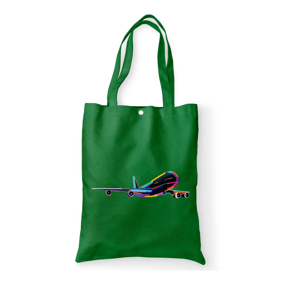 Multicolor Airplane Designed Tote Bags