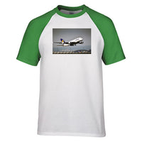 Thumbnail for Departing Lufthansa A380 Designed Raglan T-Shirts