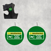 Thumbnail for Warning May Constantly Talk About Aviation Designed Wooden Drop Earrings