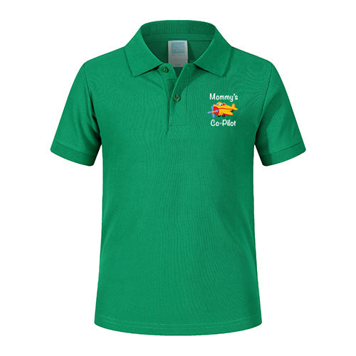 Mommy's Co-Pilot (Propeller) Designed Children Polo T-Shirts