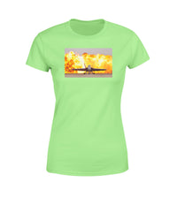 Thumbnail for Face to Face with Air Force Jet & Flames Designed Women T-Shirts