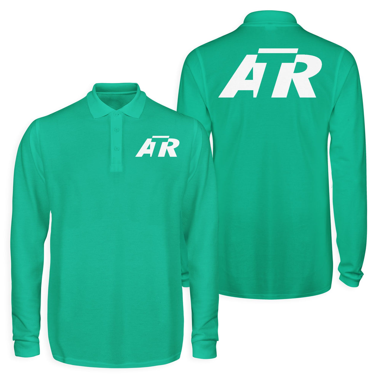 ATR & Text Designed Long Sleeve Polo T-Shirts (Double-Side)