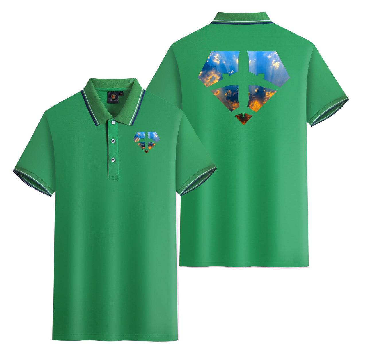 Supermen of The Skies (Sunrise) Designed Stylish Polo T-Shirts (Double-Side)