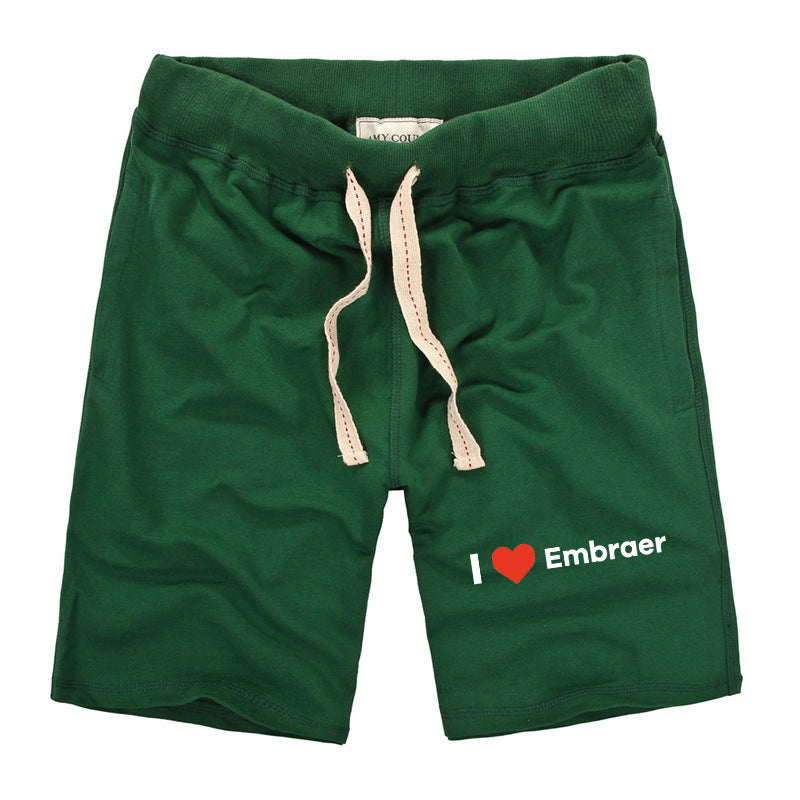 I Love Embraer Designed Cotton Shorts
