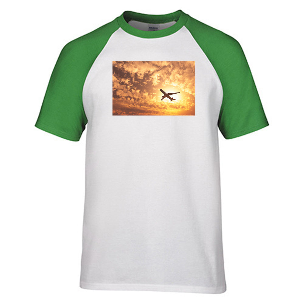 Plane Passing By Designed Raglan T-Shirts