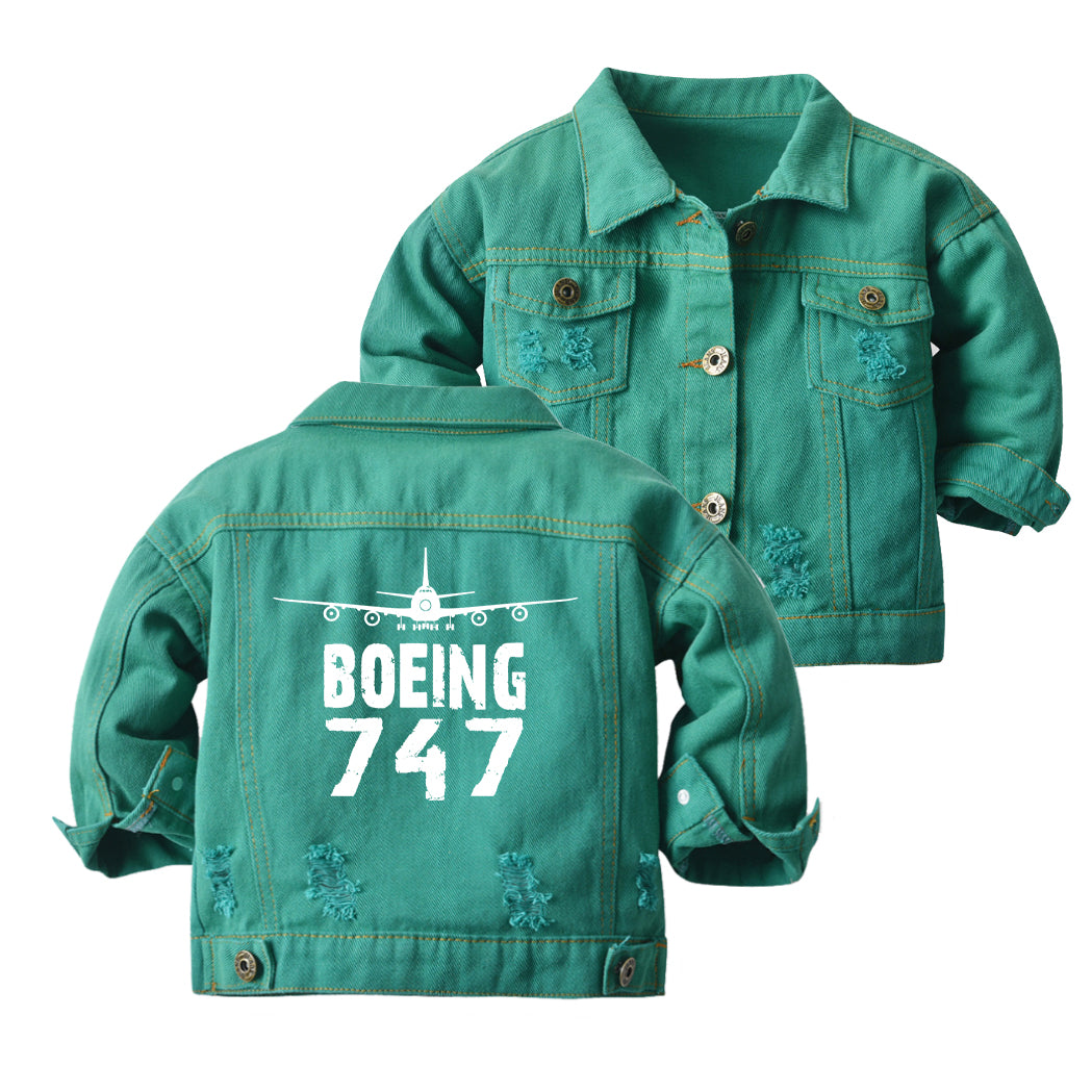 Boeing 747 & Plane Designed Children Denim Jackets