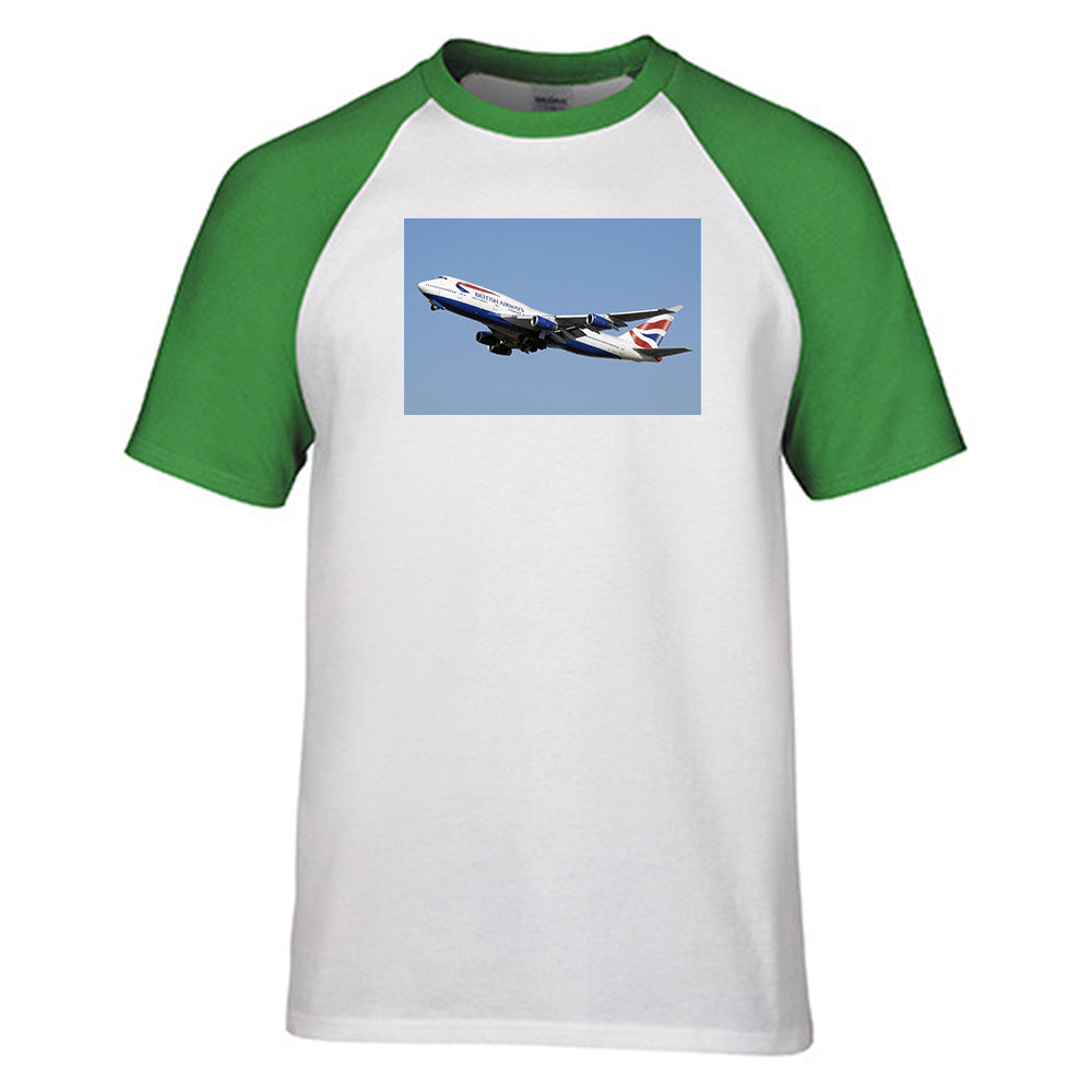 Departing British Airways Boeing 747 Designed Raglan T-Shirts