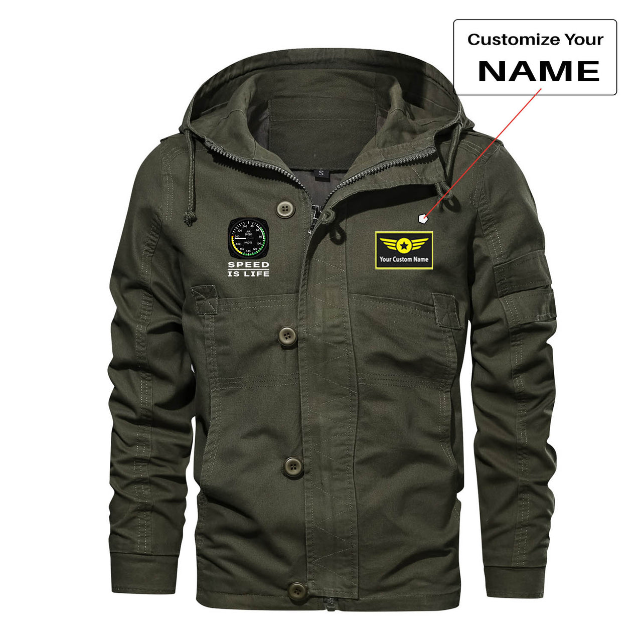 Speed Is Life Designed Cotton Jackets