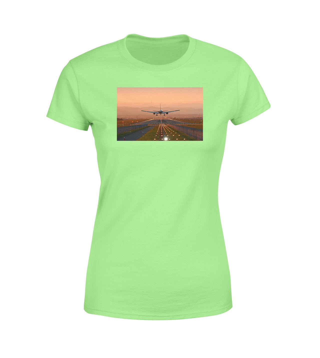 Super Cool Landing During Sunset Designed Women T-Shirts