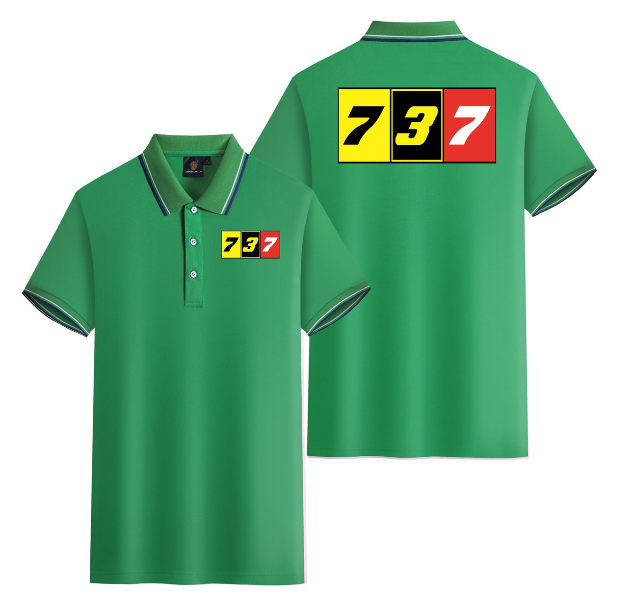 Flat Colourful 737 Designed Stylish Polo T-Shirts (Double-Side)