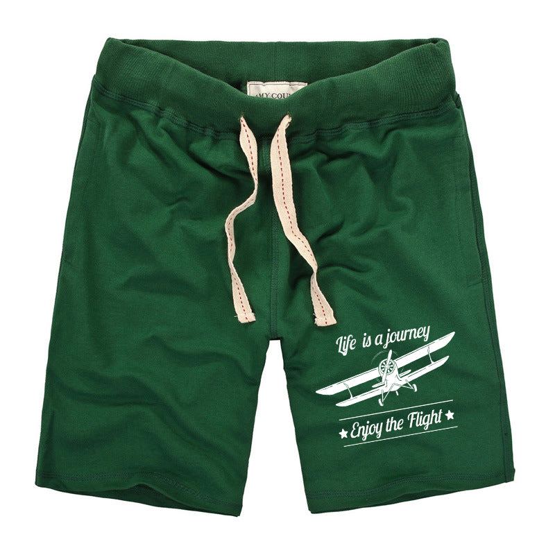 Life is a journey Enjoy the Flight Designed Cotton Shorts