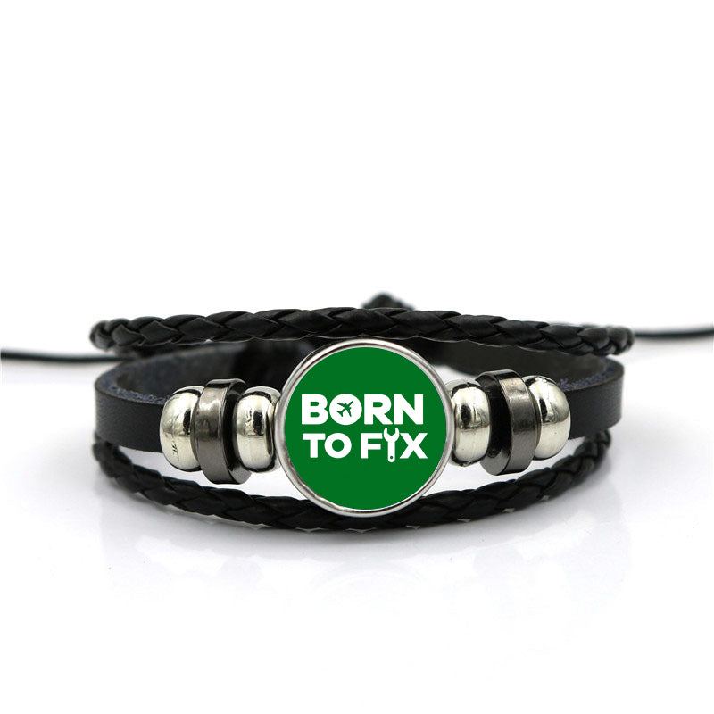 Born To Fix Airplanes Designed Leather Bracelets