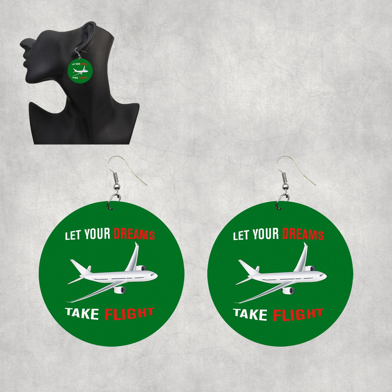 Let Your Dreams Take Flight Designed Wooden Drop Earrings