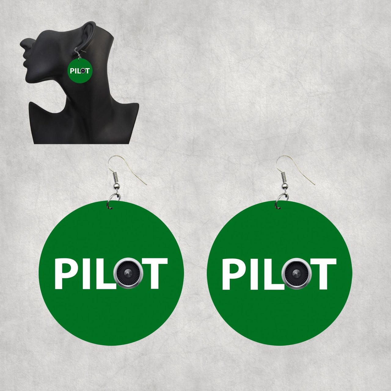 Pilot & Jet Engine Designed Wooden Drop Earrings
