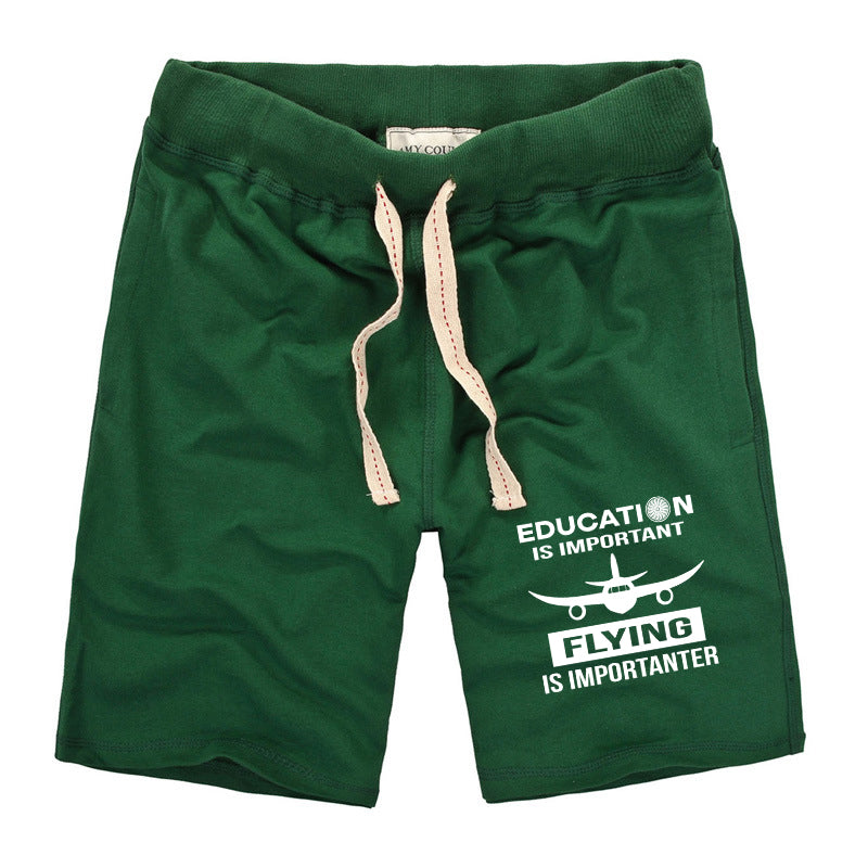 Flying is Importanter Designed Cotton Shorts