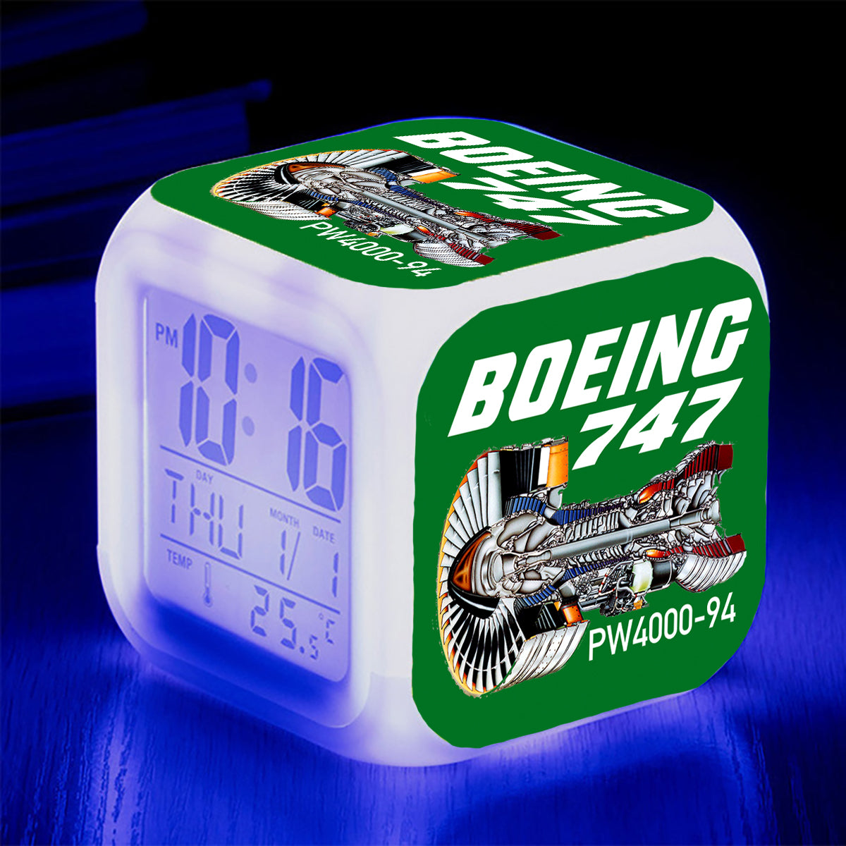 Boeing 747 & PW4000-94 Engine Designed "7 Colour" Digital Alarm Clock