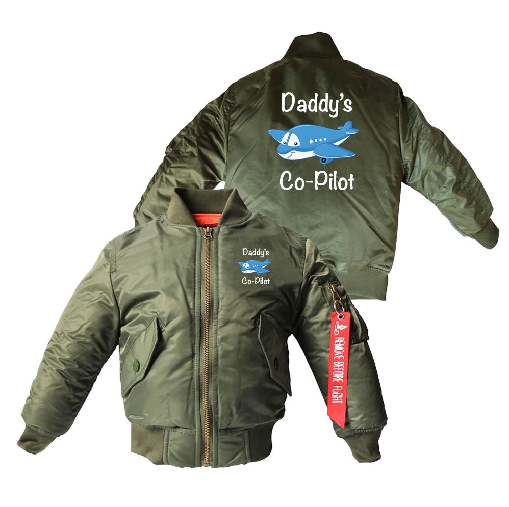 Daddy's Co-Pilot (Jet Airplane) Designed Children Bomber Jackets