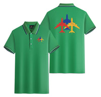 Thumbnail for Colourful 3 Airplanes Designed Stylish Polo T-Shirts (Double-Side)