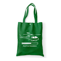 Thumbnail for Pilot In Progress (Helicopter) Designed Tote Bags