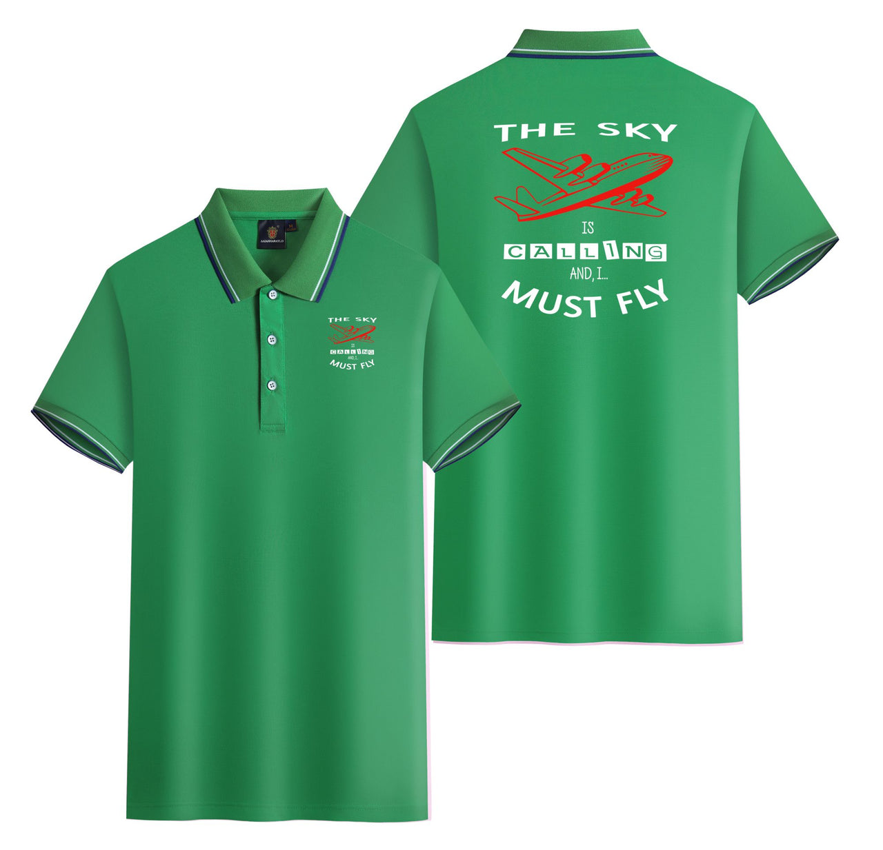 The Sky is Calling and I Must Fly Designed Stylish Polo T-Shirts (Double-Side)