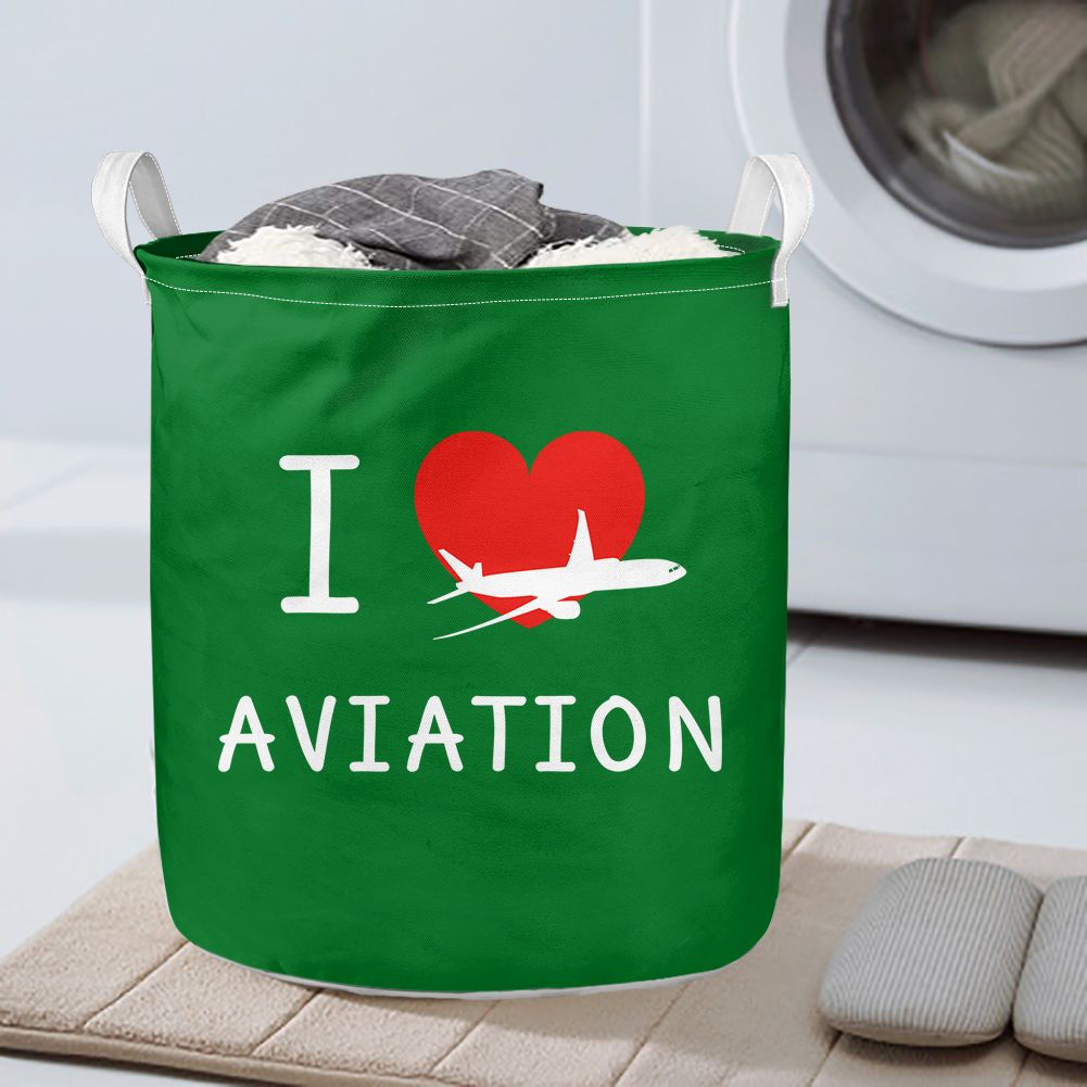 I Love Aviation Designed Laundry Baskets