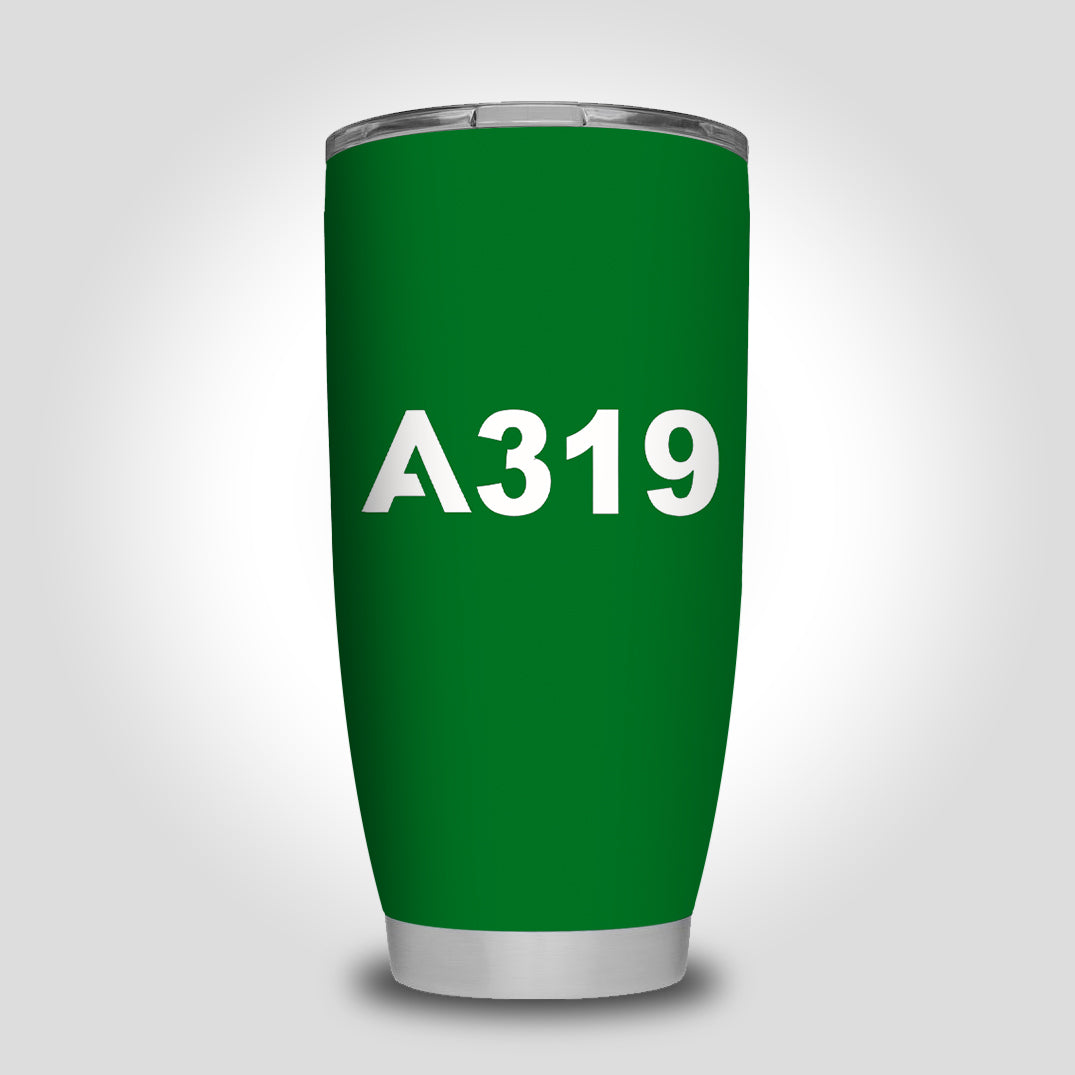 A319 Flat Text Designed Tumbler Travel Mugs