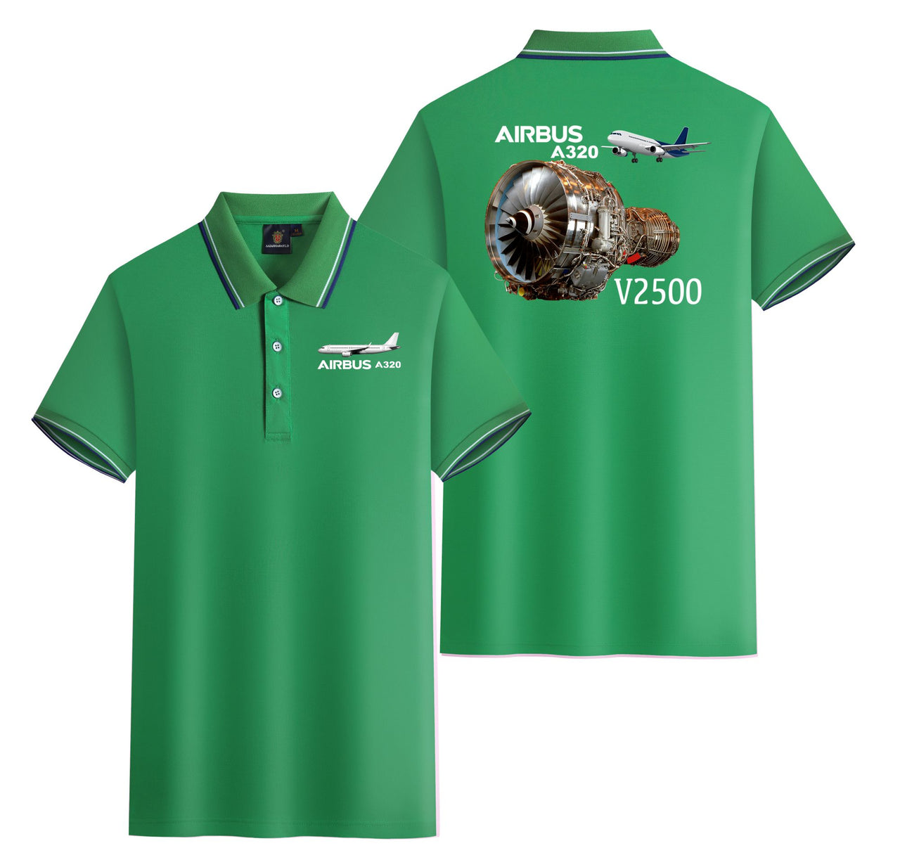 Airbus A320 & V2500 Engine Designed Stylish Polo T-Shirts (Double-Side)