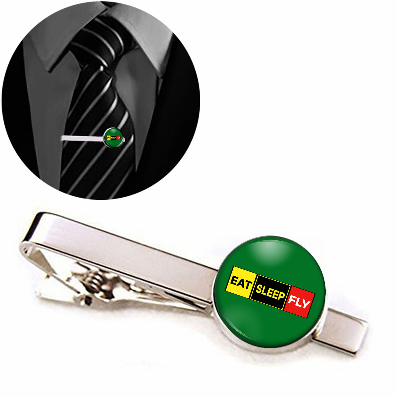 Eat Sleep Fly (Colourful) Designed Tie Clips